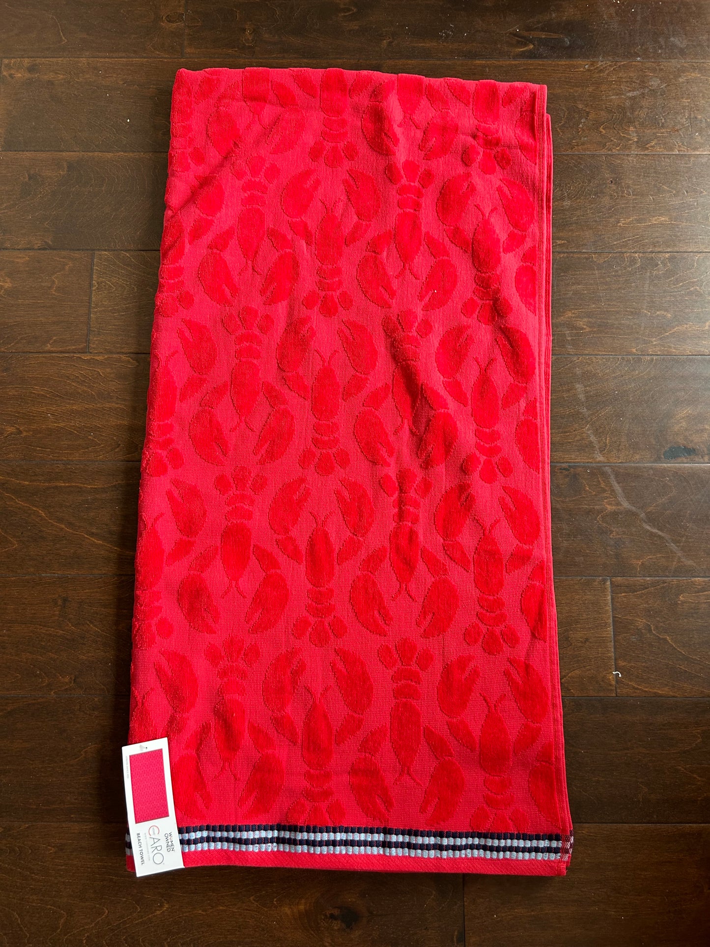 CARO Home Beach Towel Cotton Lobster print red 35”X70” New