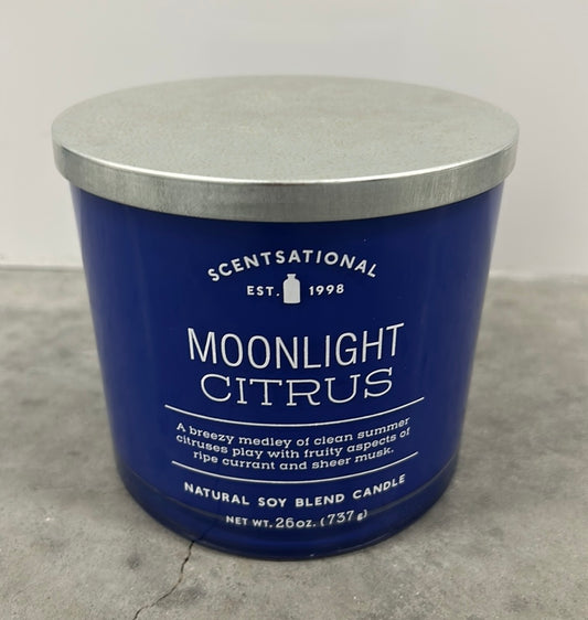 Scentsational Moonlight Citrus Candle Glass Jar 26 Oz  Soy Wax Essential Oils
