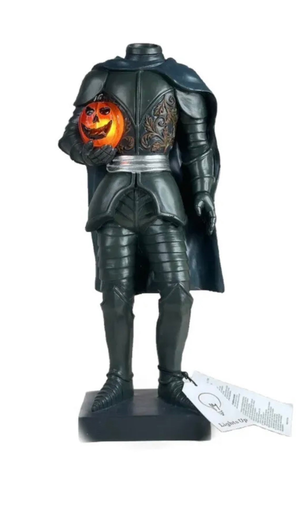 Halloween 15" Martha Stewart Headless Horseman Knight LED Light Up Statue Figure