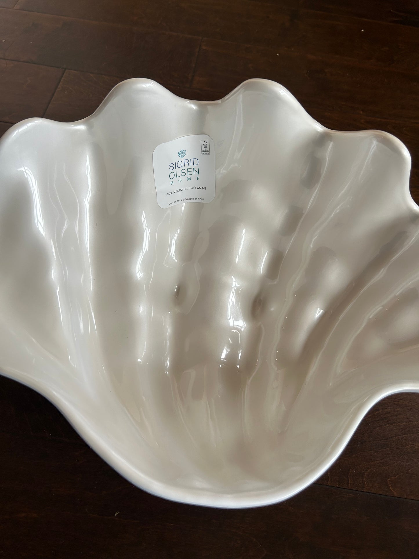 Sigrid Olsen Shell Shaped Bowl Rustic New Centerpiece Melamine 18”x12”