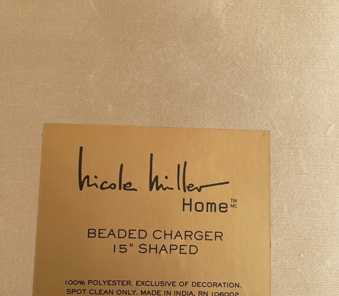 Nicole Miller Beaded Pumpkin Placemat Charger Centerpiece Set of 2 Fall 15" NEW