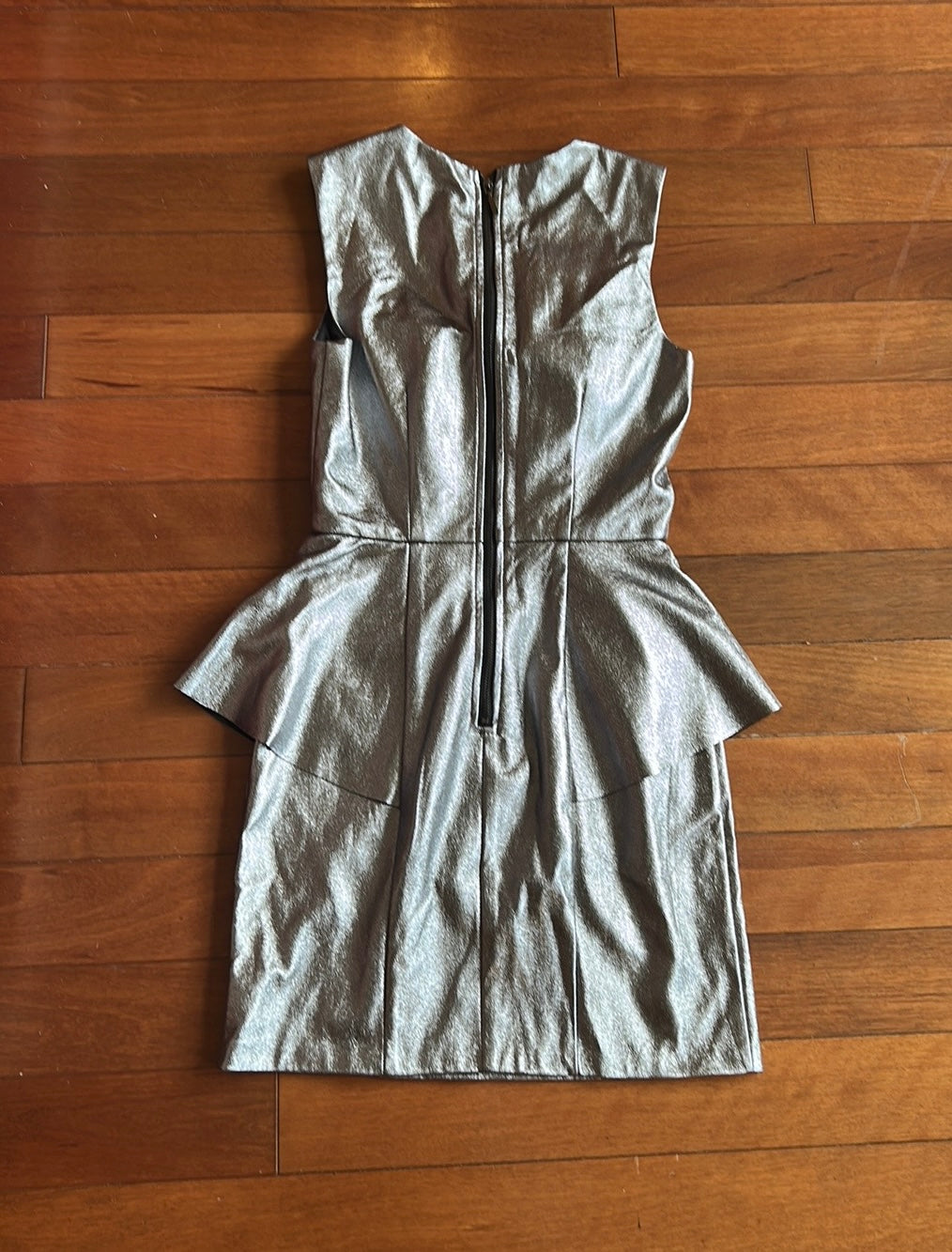 H & M Womens Metallic Silver Dress New Sz 2 Faux Leather ST2225