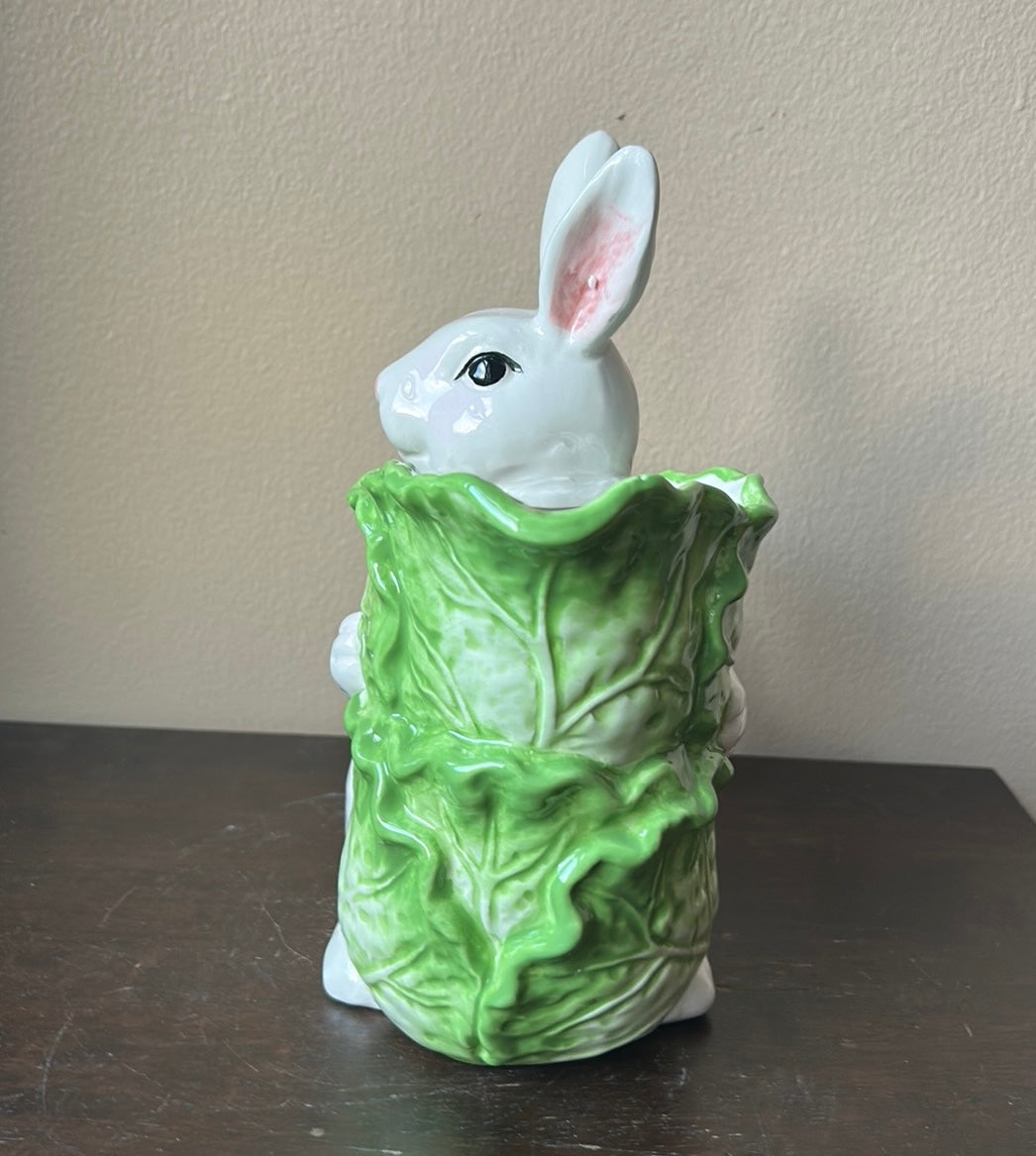 Arlington Designs Pitcher Easter Spring Cabbage Bunny Rabbit Ceramic New