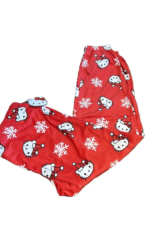 NEW Sanrio 2023 Hello Kitty Christmas Red With Snowflakes Pajama Pants Size S