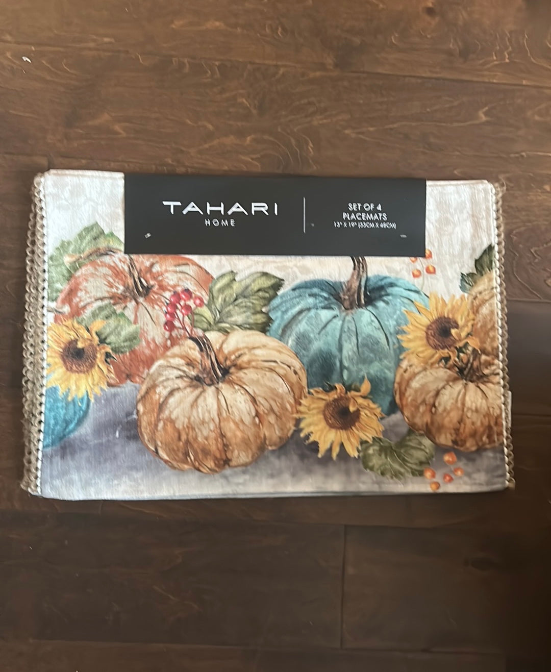 Tahari Fall Pumpkin Fall Sunflowers Placemats Set Of 4 Berries  Thanksgiving