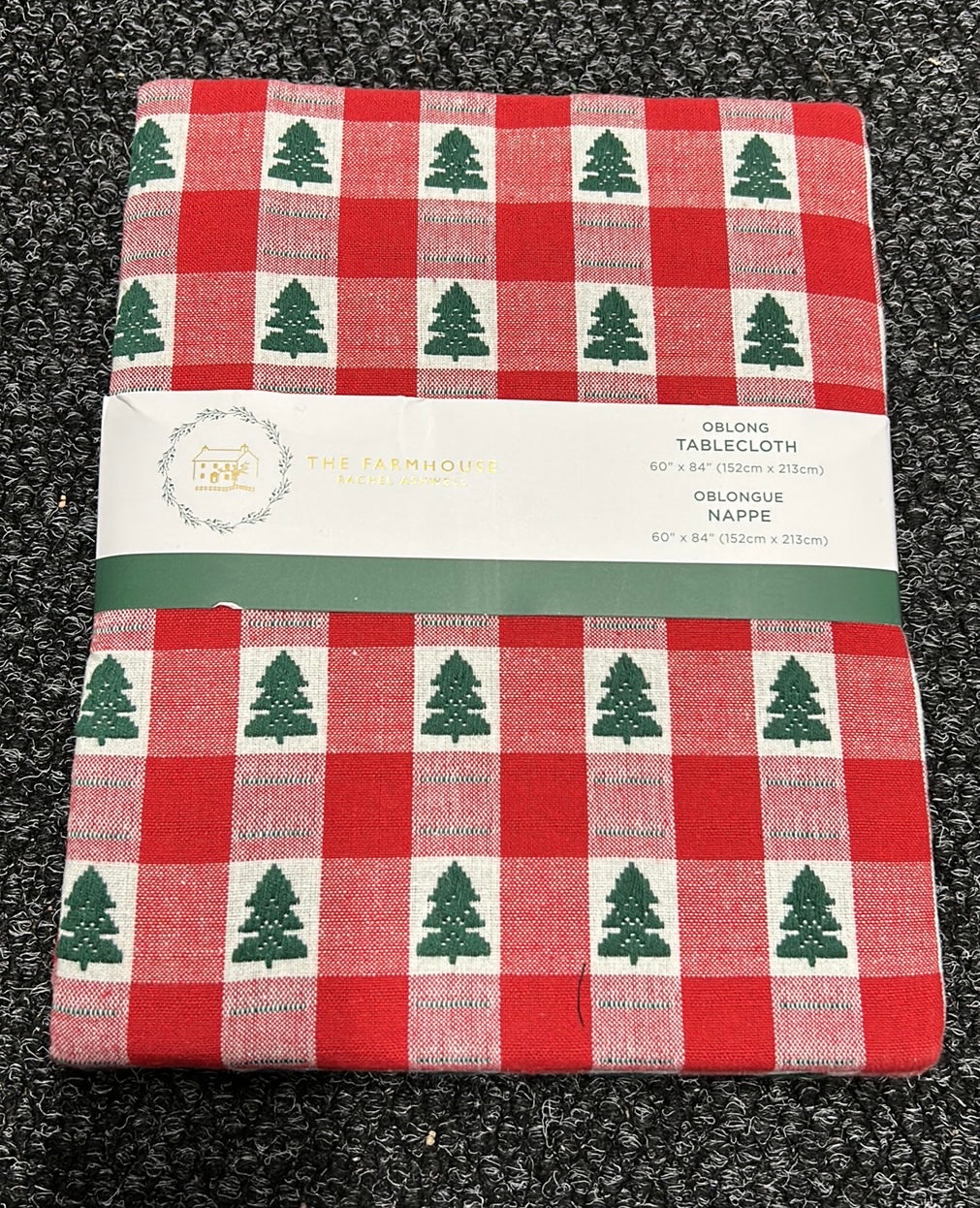 Farmhouse Rachel Ashwell Christmas Red Green Tablecloth Plaid 60”x84” Oblong