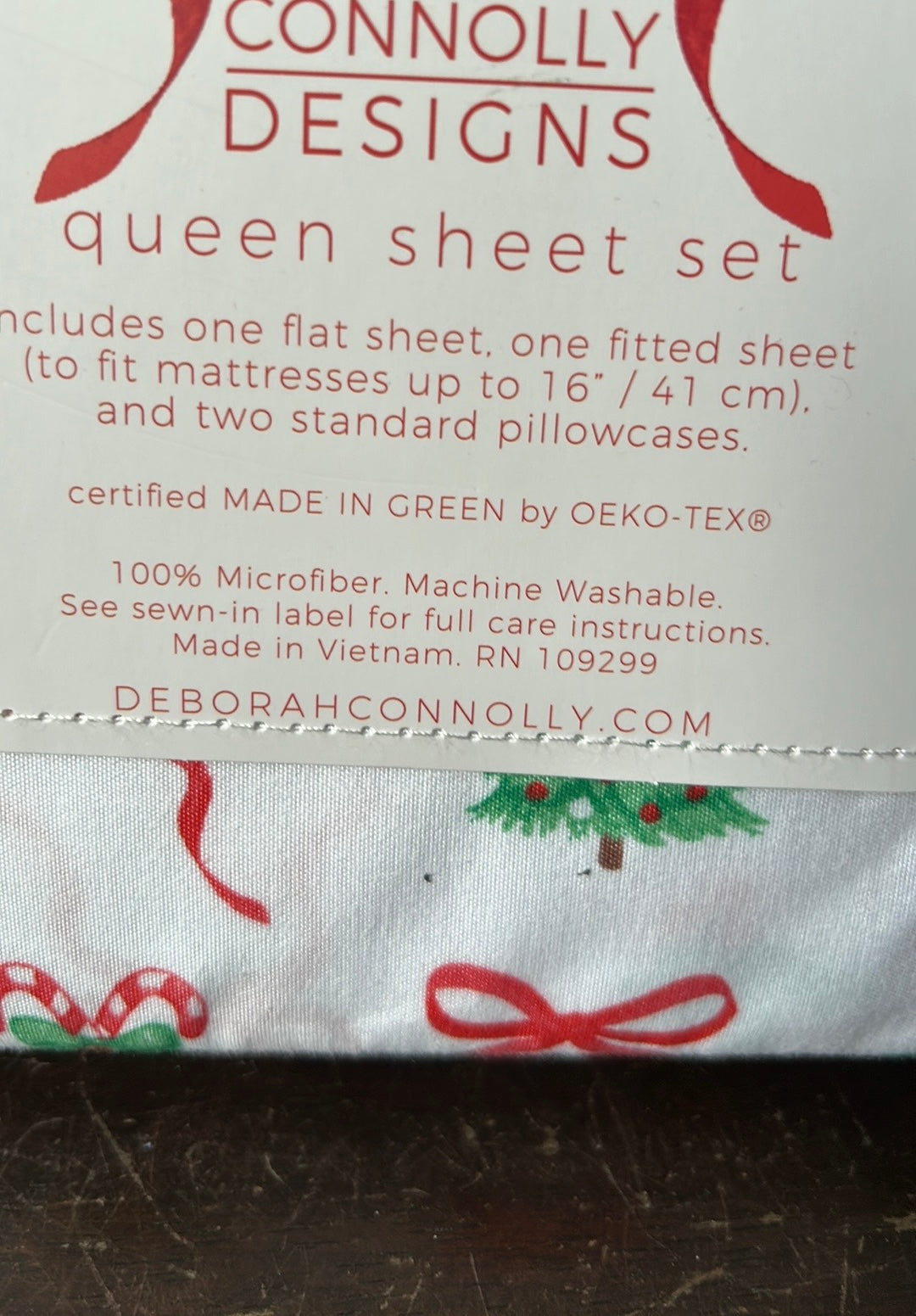 Deborah Connolly Sheet Set New Christmas Trees Holly Berry Bows