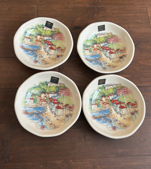 Effetti Set Of 4 Salad Bowls New Made In Italy Amalfi Coast Boats