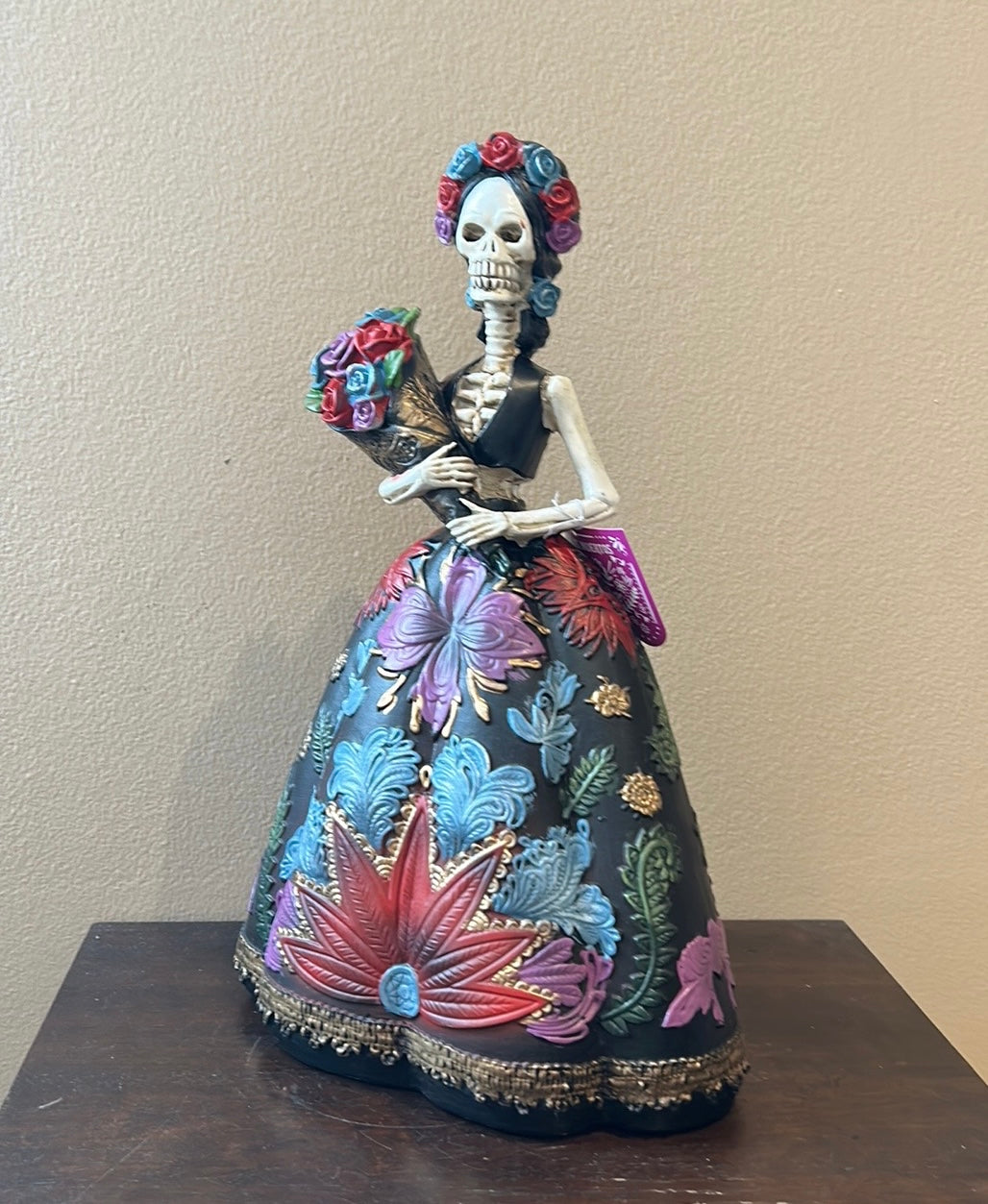 Dia Del Muertos Doll In Ball gown Halloween Black Day Of The Dead