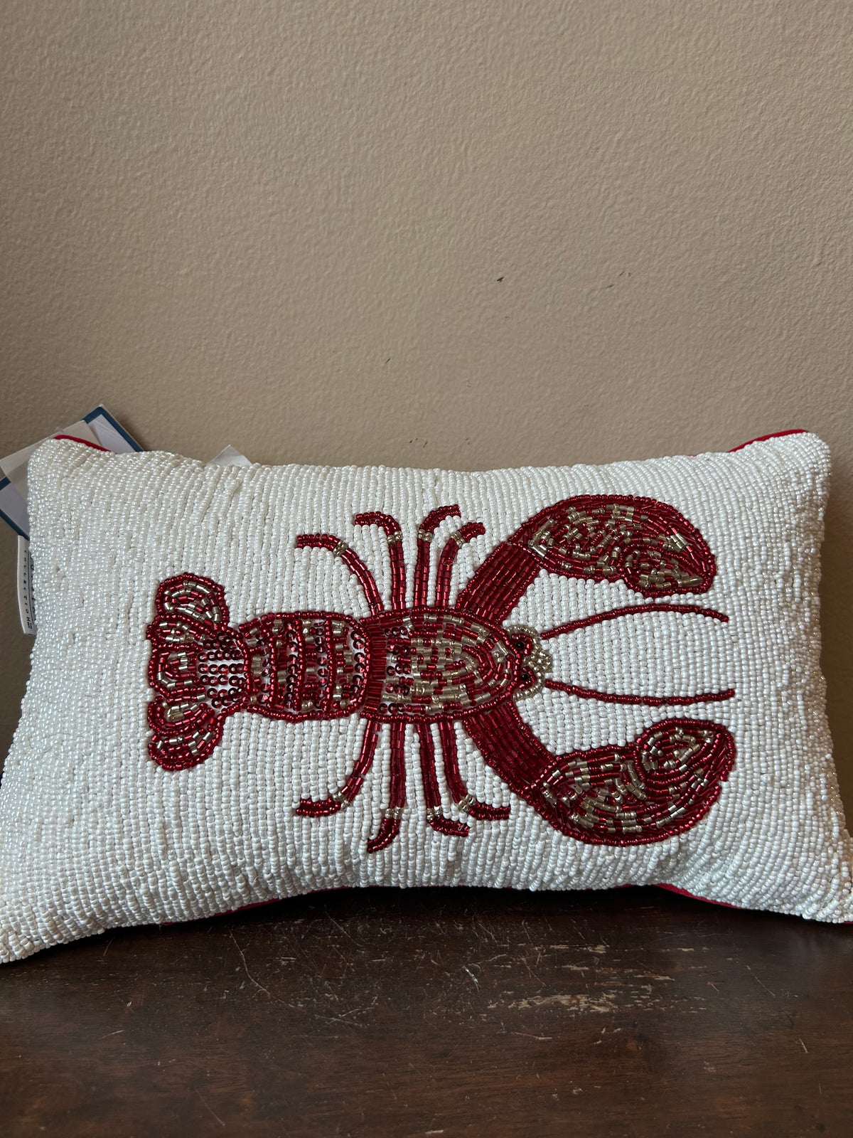 New Beaded Lobster Pillows Coastal Nautical Set Of 2