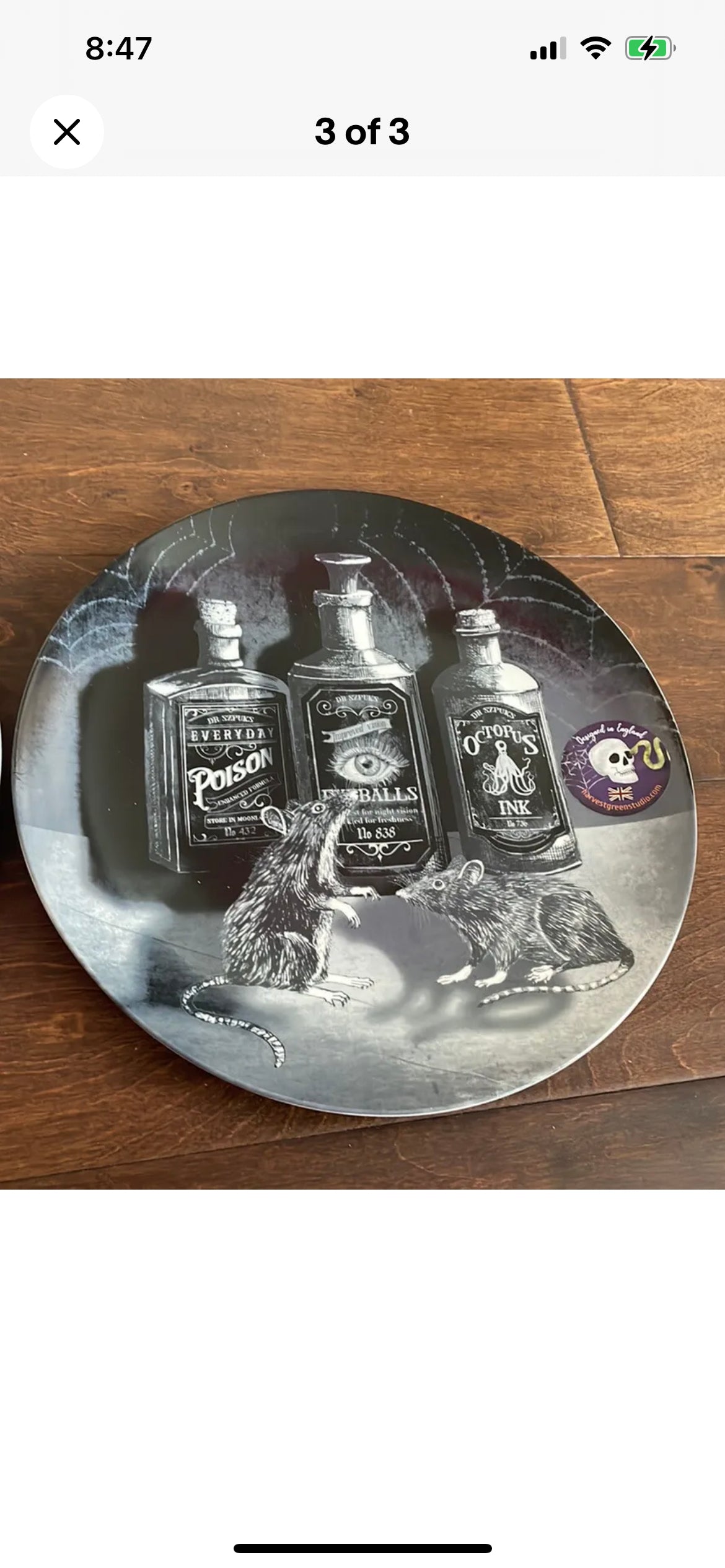 Set Of 4 Harvest Green Studio Halloween Potion Apothecary Dinner Plate New