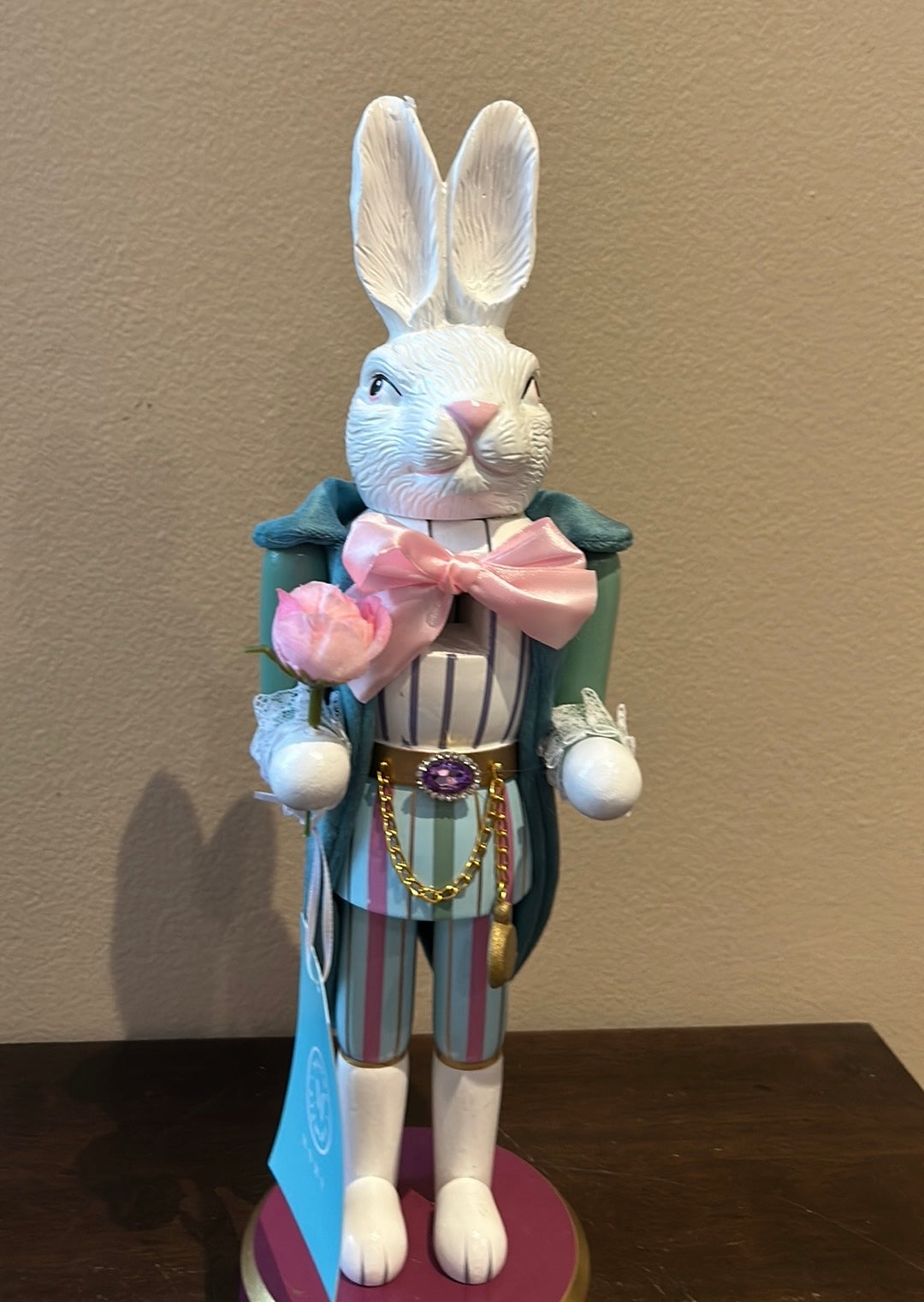 Martha Stewart Easter Bunny Nutcracker New Holding A Flower 14” Tall