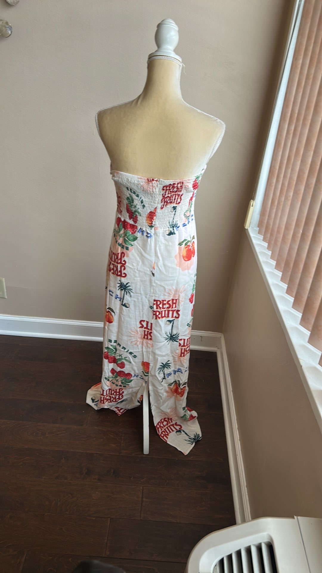 Paper Heart Womens Spring Summer  Dress Fruits Palm Trees New Strapless