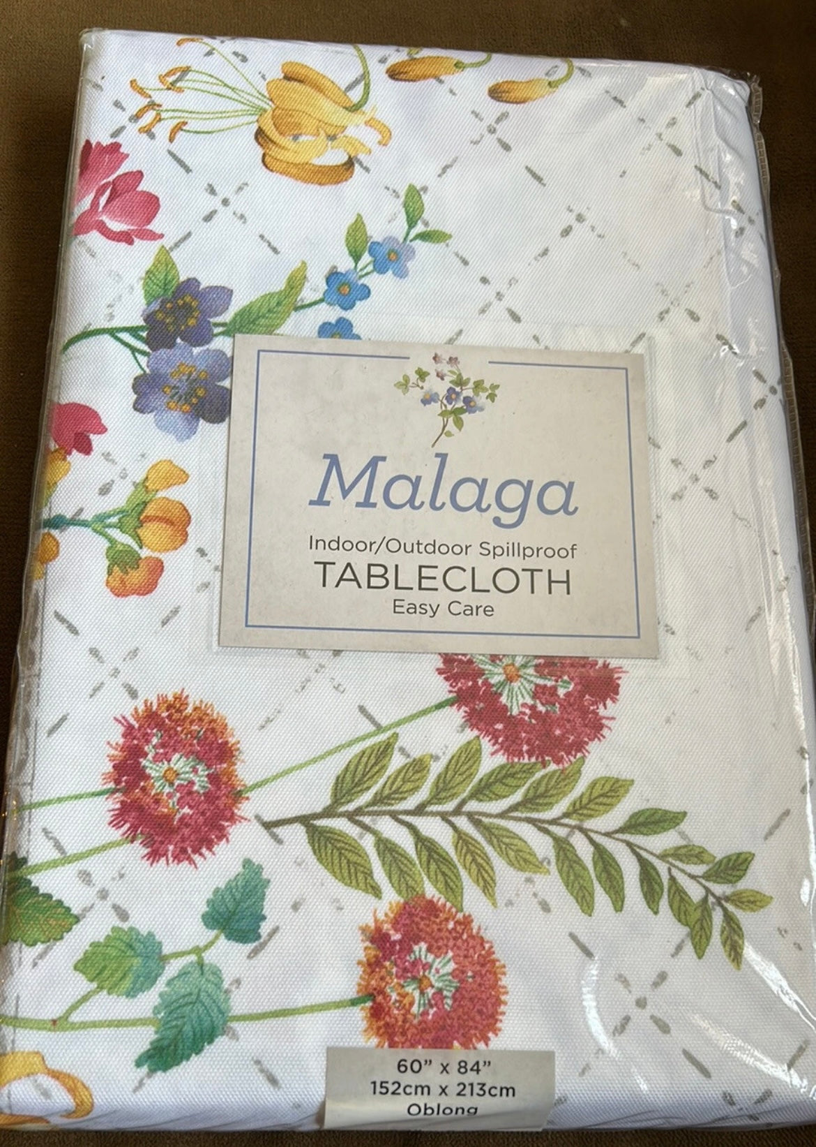 Benson Mills Floral Dahlia Print Spring Summer Dining Tablecloth 60”x84” New
