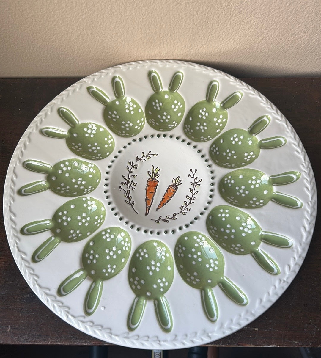 Potters Studio Easter 12 Deviled Egg Serving Tray Platter Bunny New