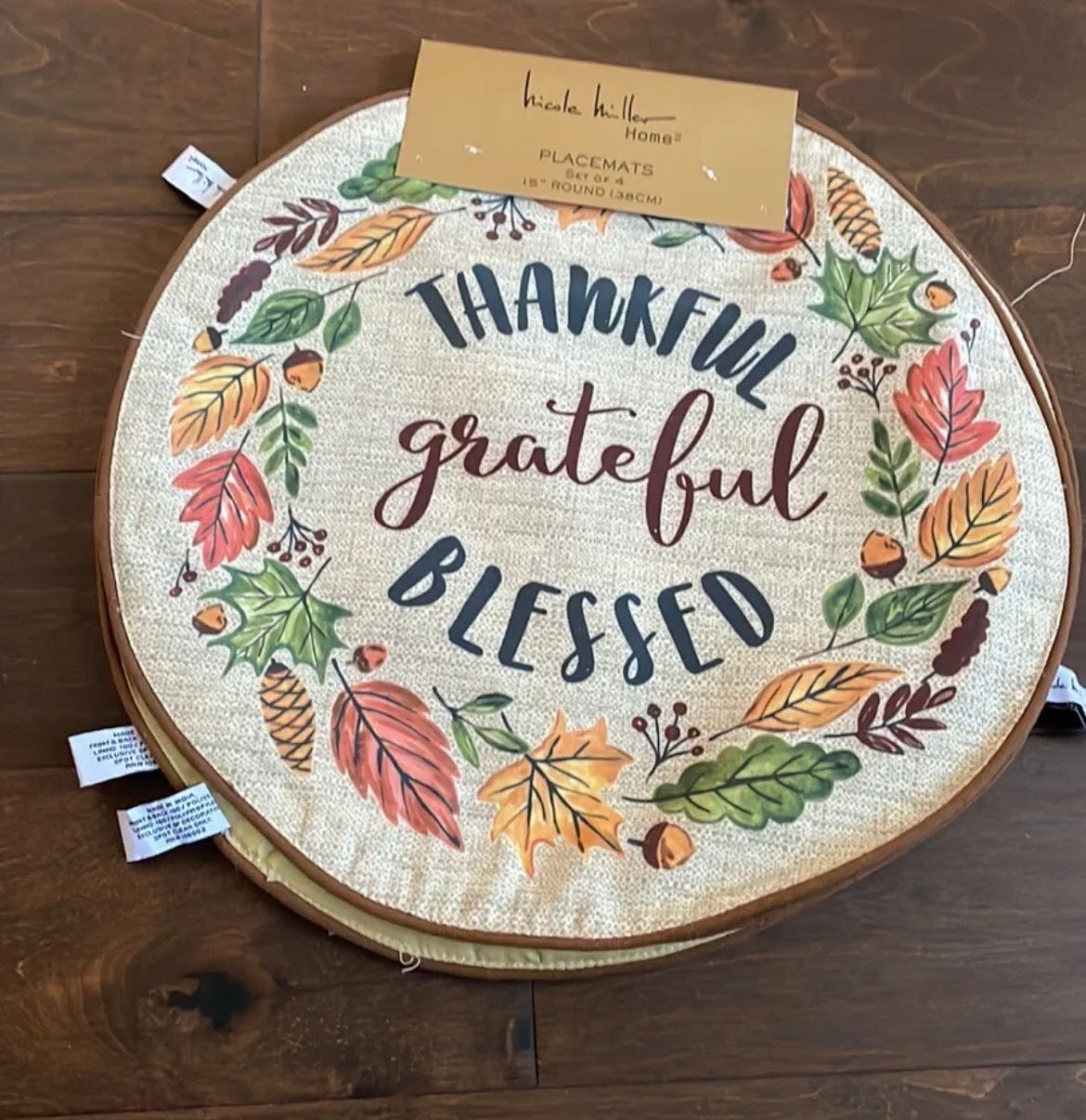 Nicole Miller Fall Floral Placemats Set Of 4 Thanksgiving Blessed Grateful