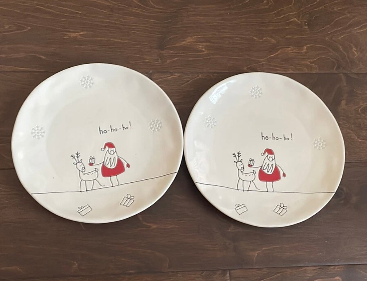 Potters Studio Christmas Santa Salad Plates set of 6 Reindeer Ho Ho