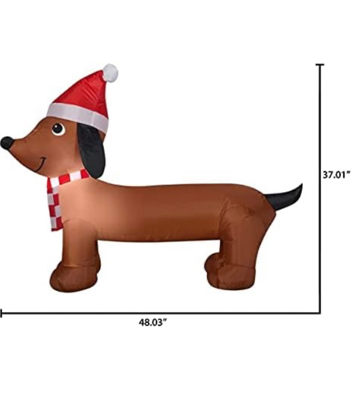 Christmas Darling Dachshund Dog Airblown Inflatable Gemmy 4 Ft Long Holiday Time