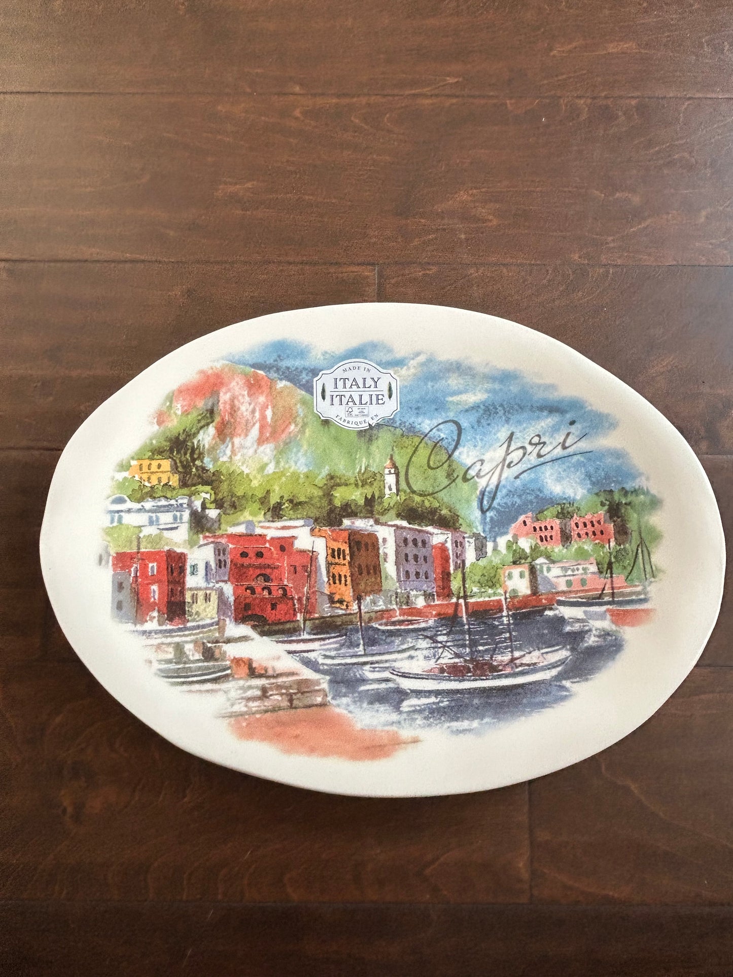 Ceramica Cuore New Platter Oval Made In Italy Sailboats Capri Scene