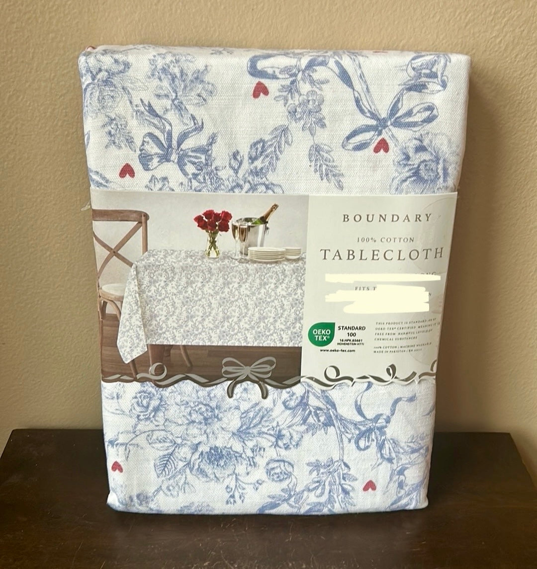 New Valentines Day Tablecloth Floral Bows Hearts Love Etoile Cotton