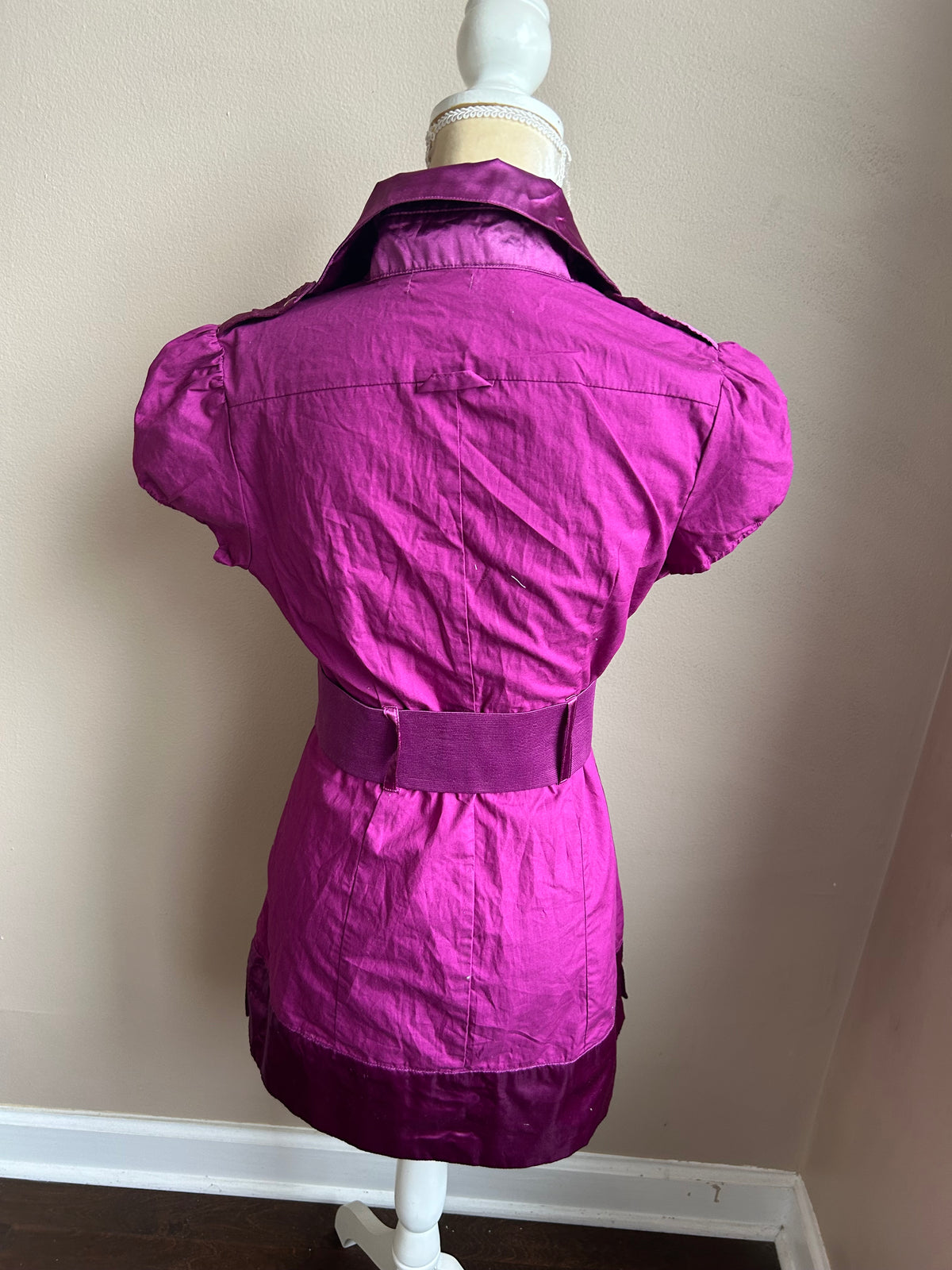 Cute tunic style Shirt Magenta dress with belt Sz M Cargo (GSC)