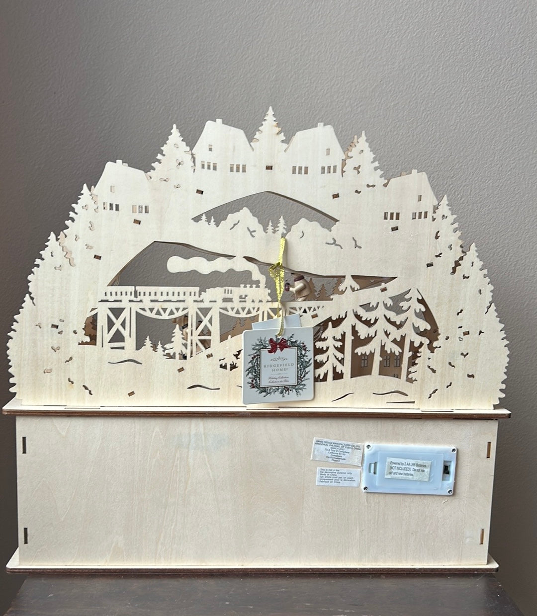 NEW Ridgefield Home Christmas Trees Advent Calendar House Wood Led Kids Skiing