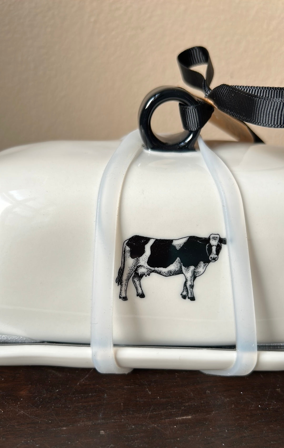 New Rae Dunn By Magenta Farm line Cow Butter Dish W Lid  Farmhouse
