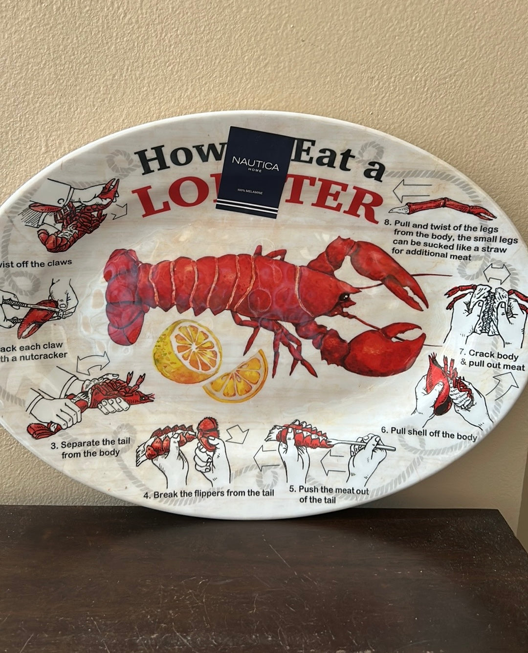 Nautica Set Of 2 How To Eat A Lobster Melamine Serving Platter New 16”
