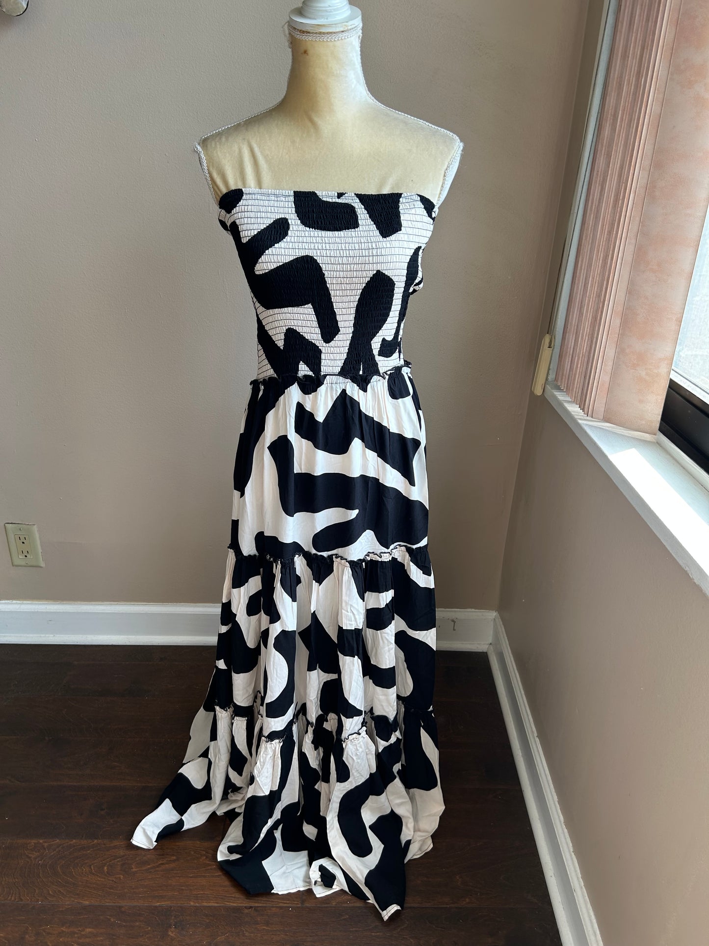 Abel the Label Anthropologie Maxi Dress Smocking Strapless New