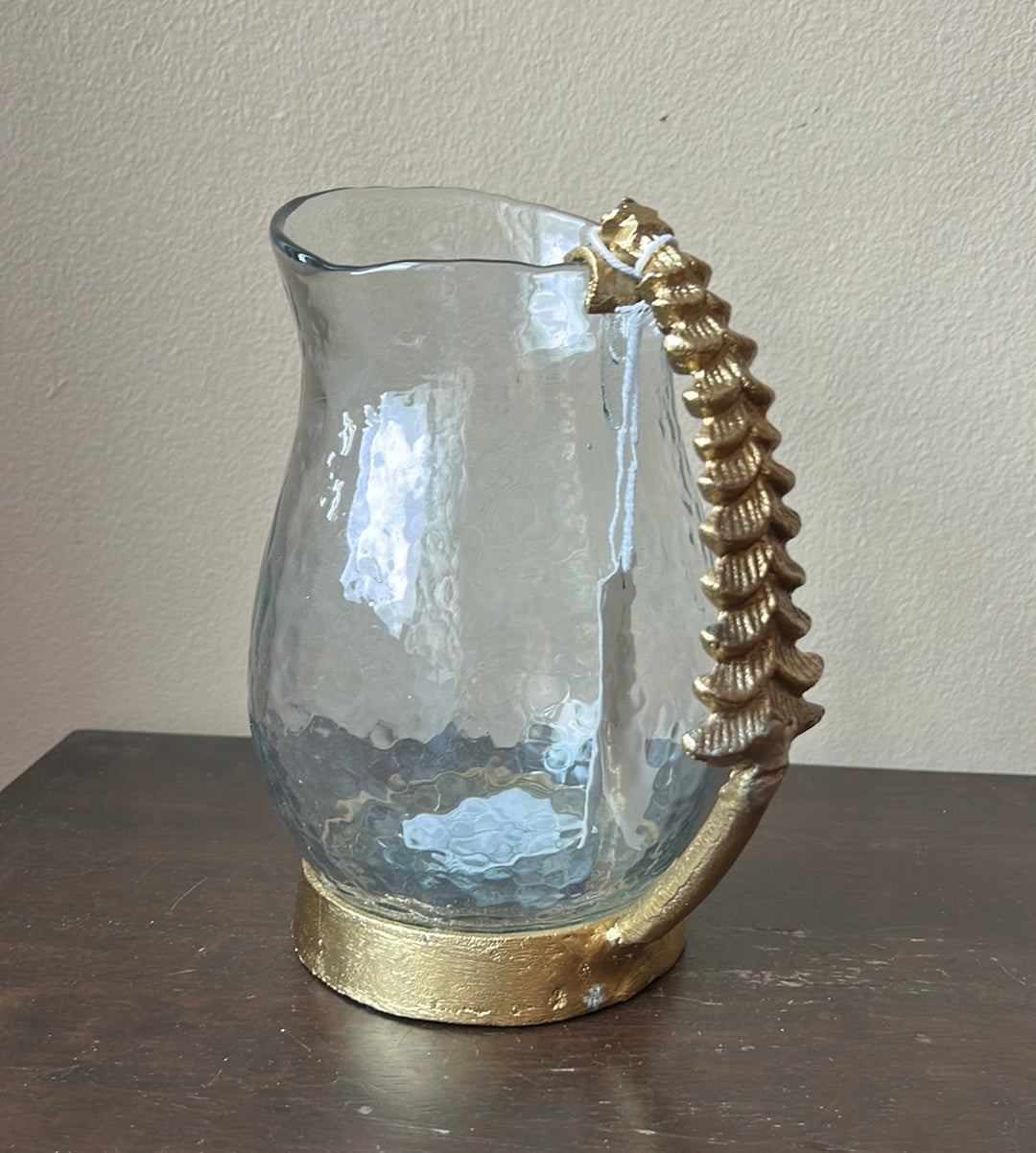 New Glass Pitcher With Christmas Tree Handle 9” Tall