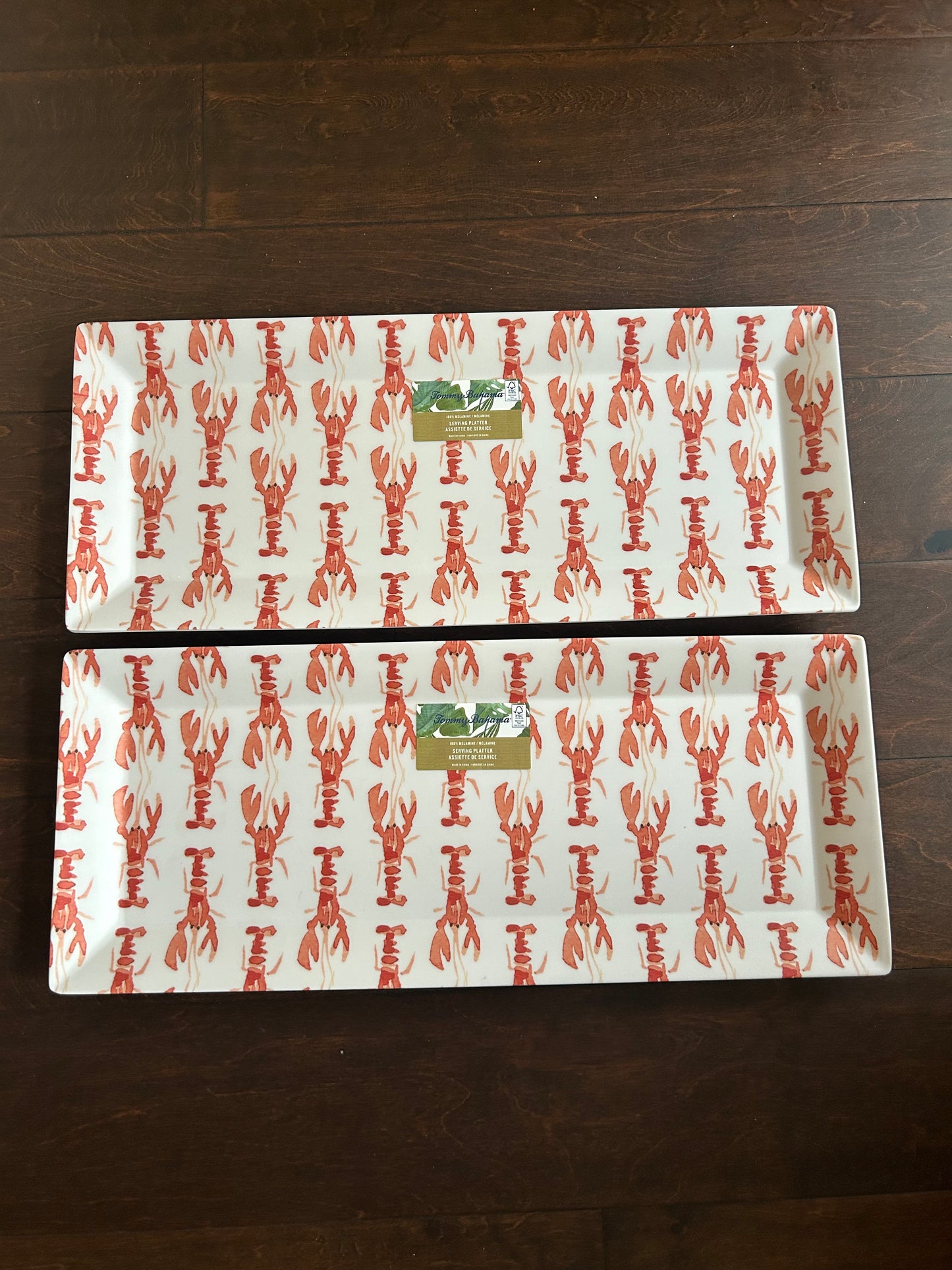 Set Of 2 Tommy Bahama Lobster Melamine Platter New 19”x7.5”