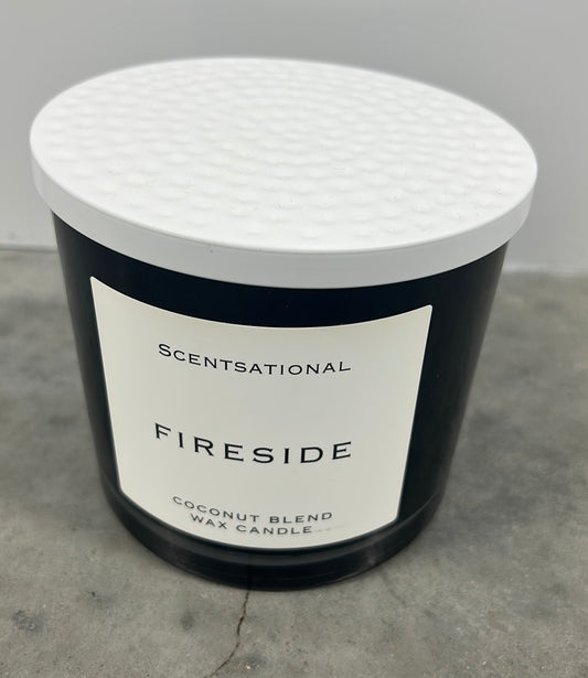 Scentsational Fireside Candle Large Glass Jar 26oz Soy Blend HTF Rare