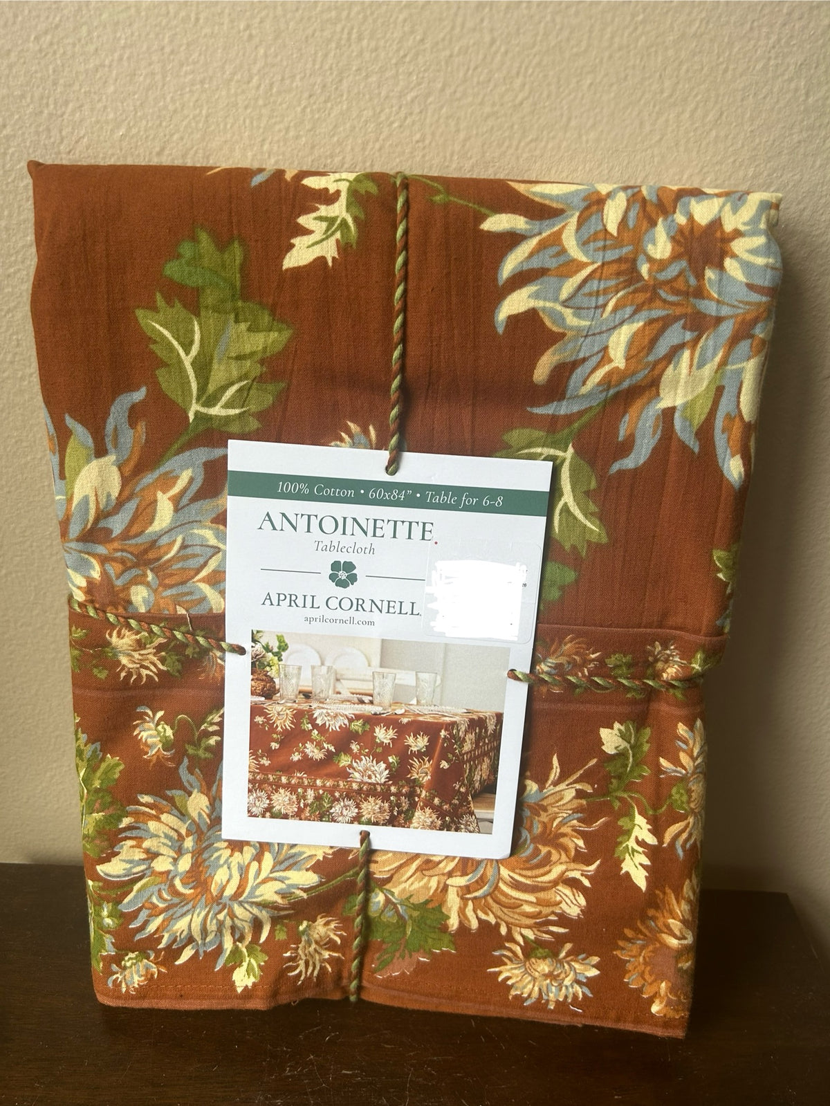 April Cornell Cotton Tablecloth Antoinette 60”x 84” Oblong Floral Fall  New
