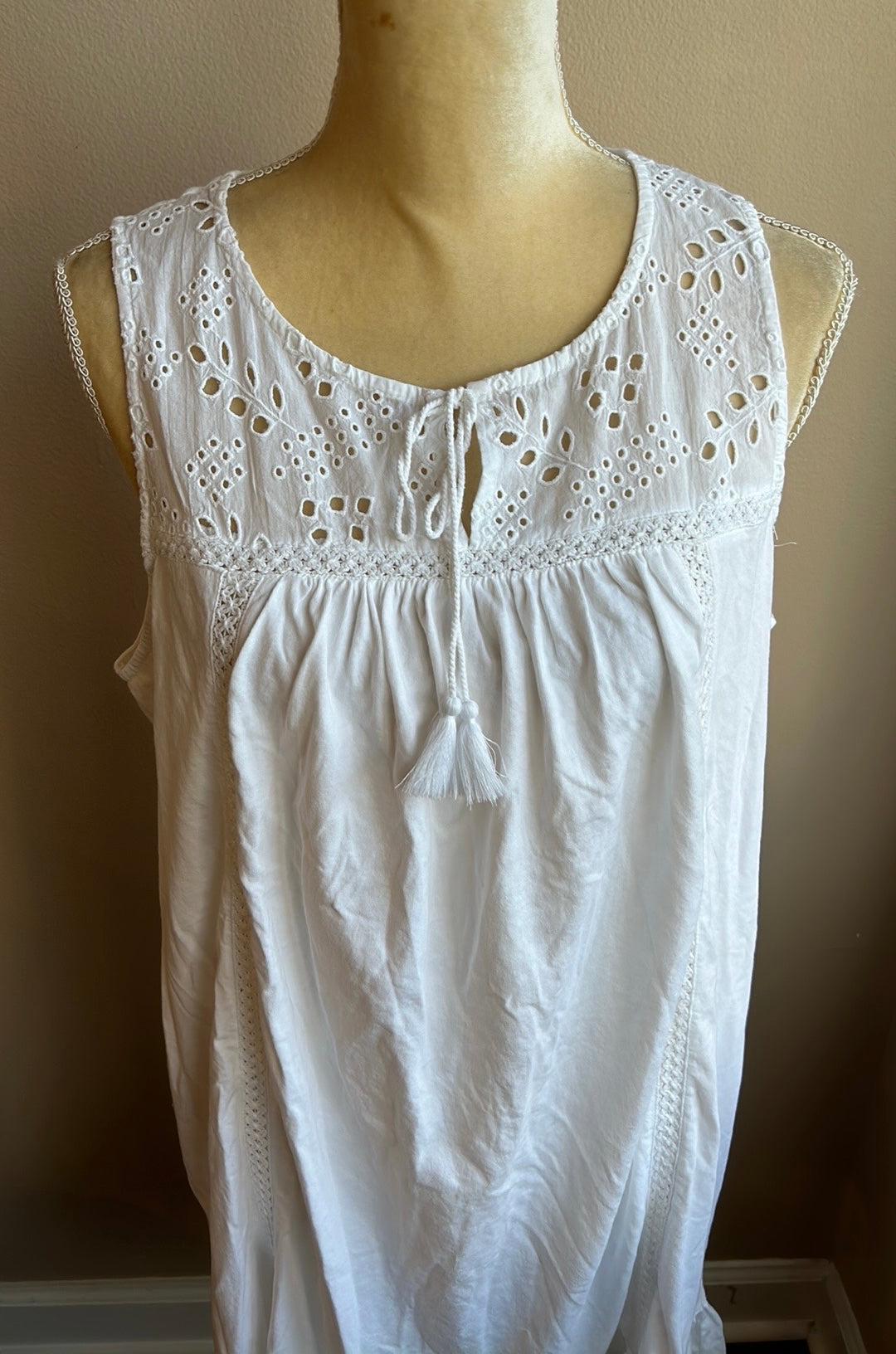 Sigrid Olsen womens White Coverup Eyelit Sz L Cotton Swimwear