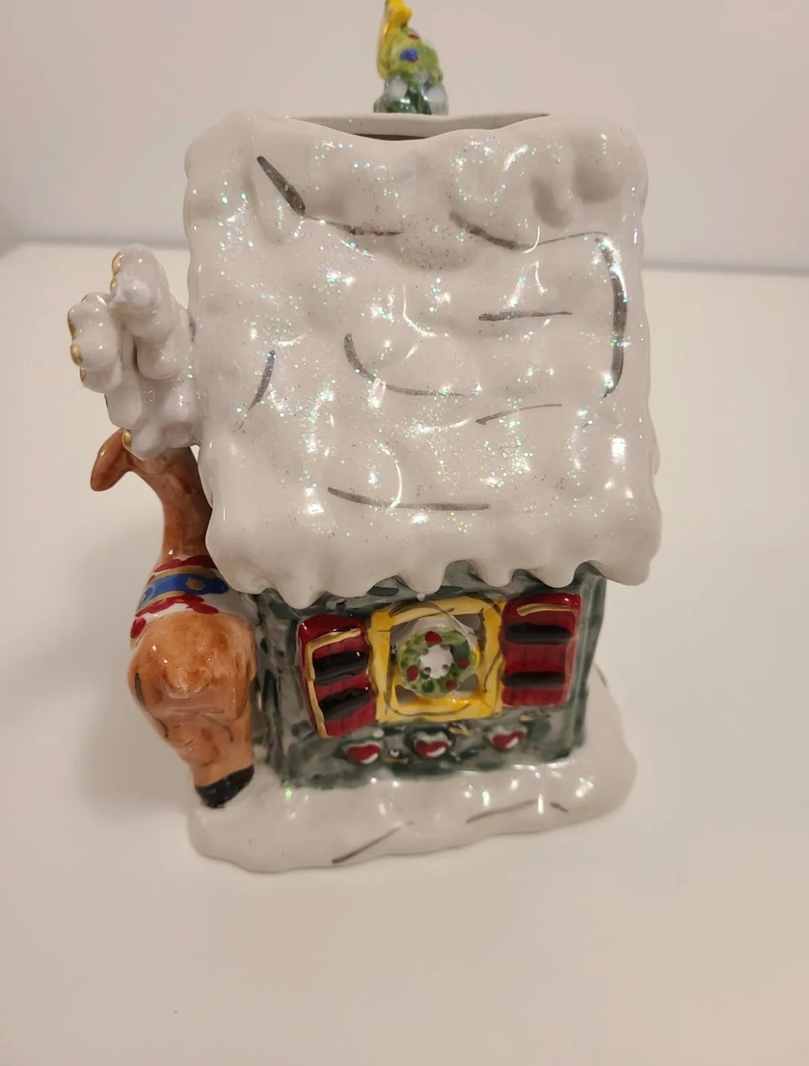 Blue Sky “Rudolph’s Place”  Christmas Candle Tea Light Holder House New