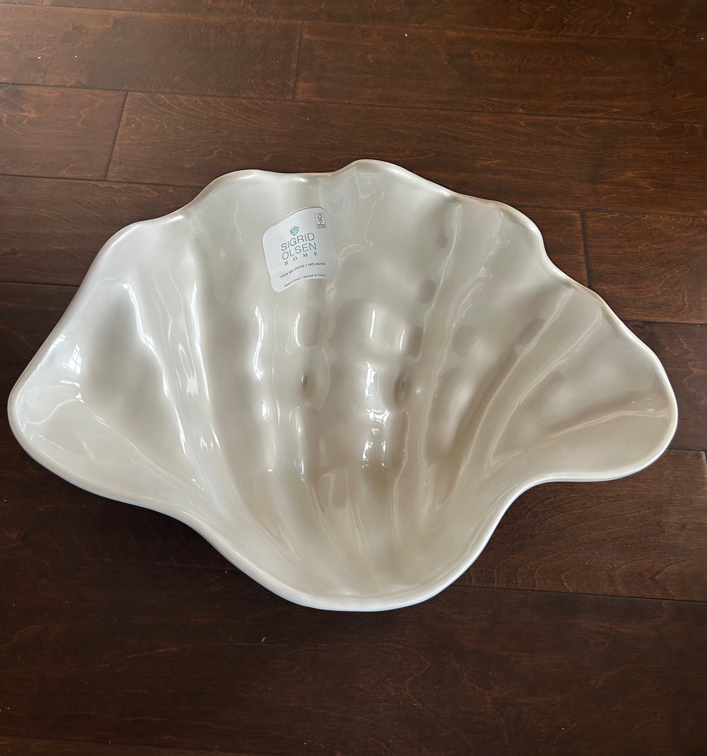 Sigrid Olsen Shell Shaped Bowl Rustic New Centerpiece Melamine 18”x12”