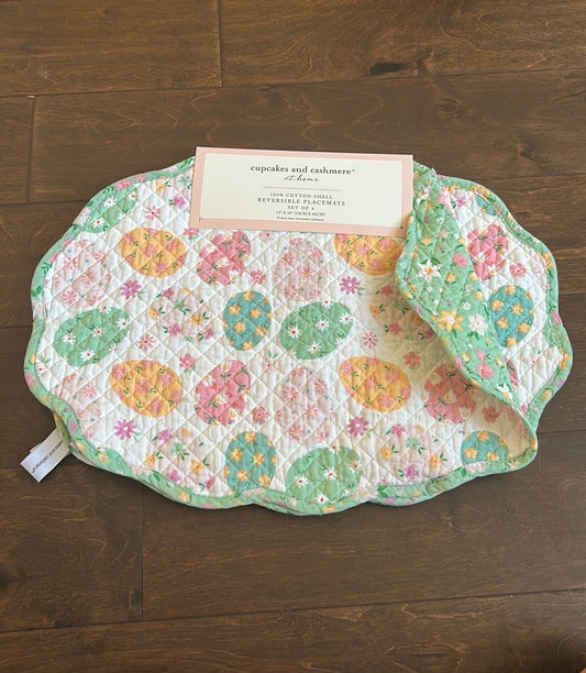 Rachel Ashwell Easter Eggs Placemats  Reversible Floral New Oval Pastels