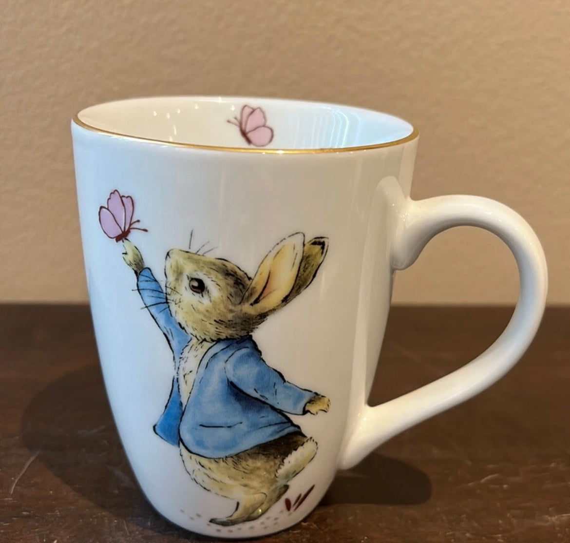 Beatrix Potter Peter Rabbit Bunny Easter Set of 4 Mugs Gold Rim New