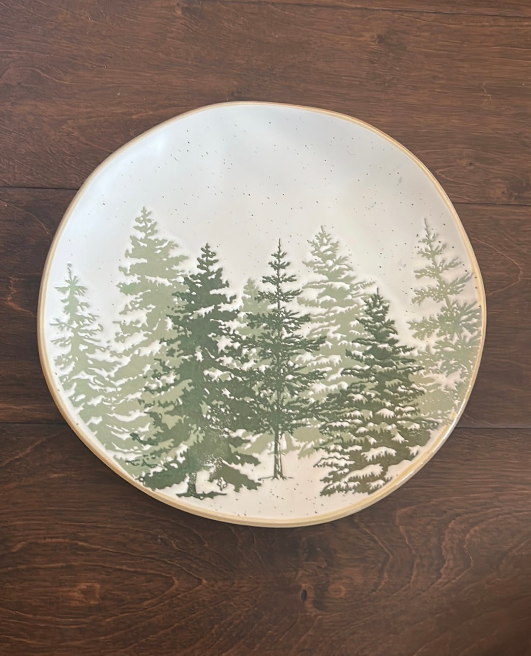 Eli & Ana Evergreen Trees Christmas Dinnerware set Ceramic Round 8 Pc set