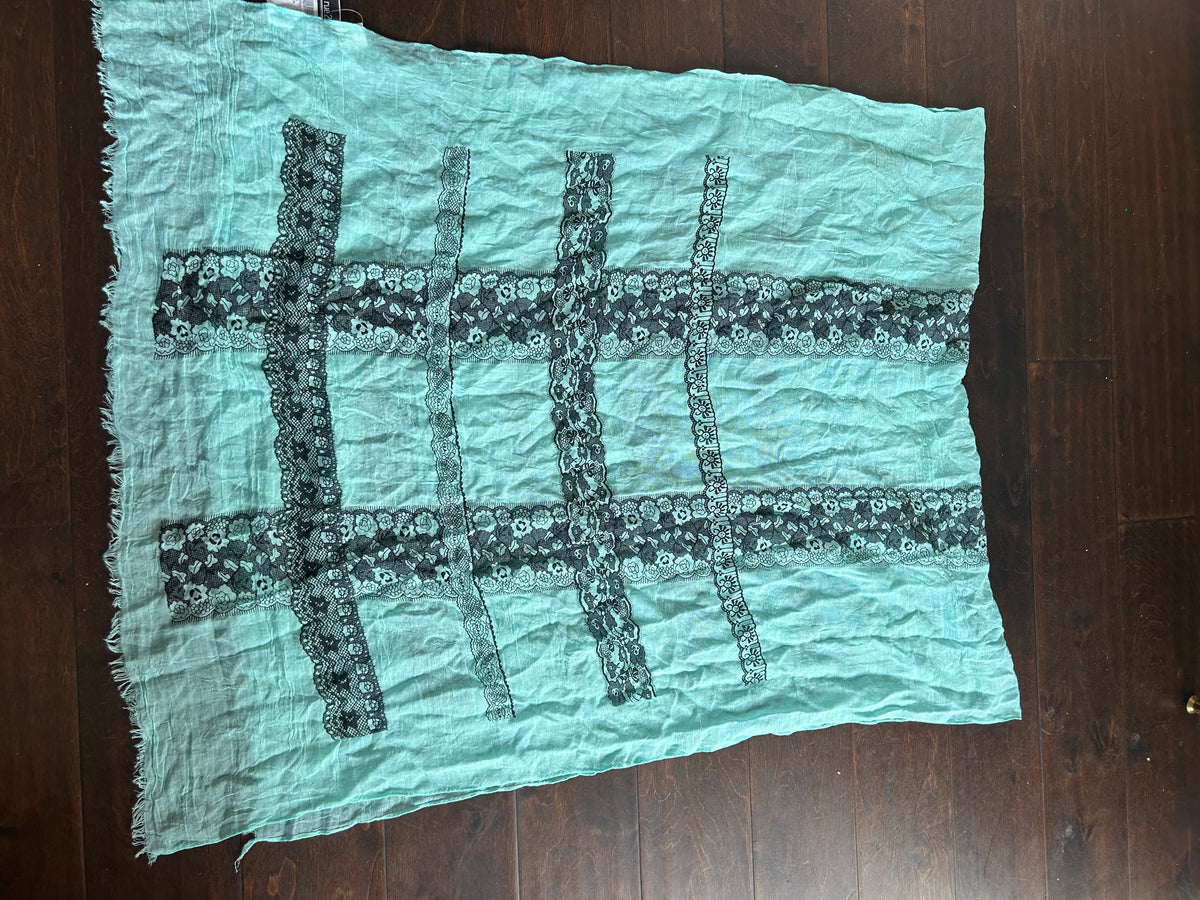 Rue 21 Womens Scarf Green Floral Lace Print New 5000-3102