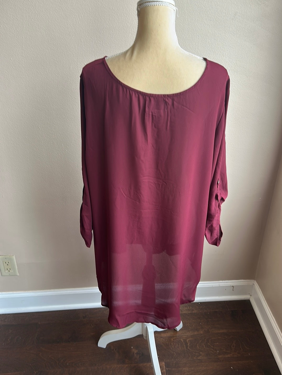 Anthony Richards Womens Plus Sz Blouse New Sz 18W Burgundy Red