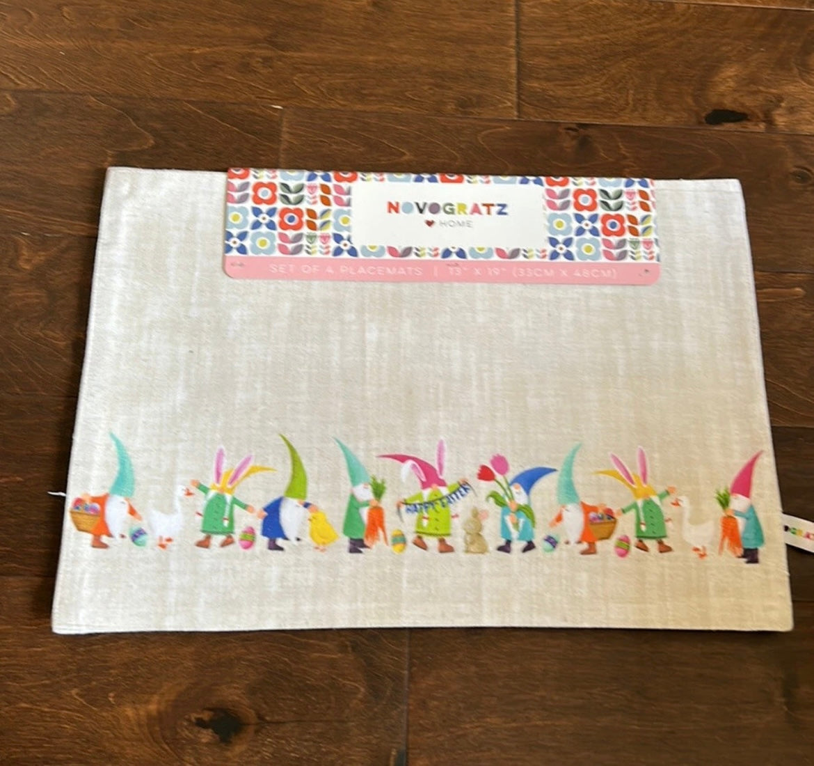 Novogratz Set Of 4 Happy Easter Gnome Placemats Chicken Duck Cotton