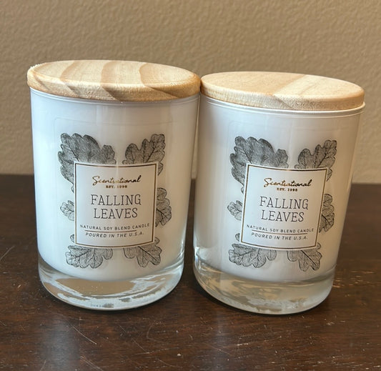 2 Scentsational Falling Leaves Candle Large Glass Jar 11 Oz Soy Wax Blend