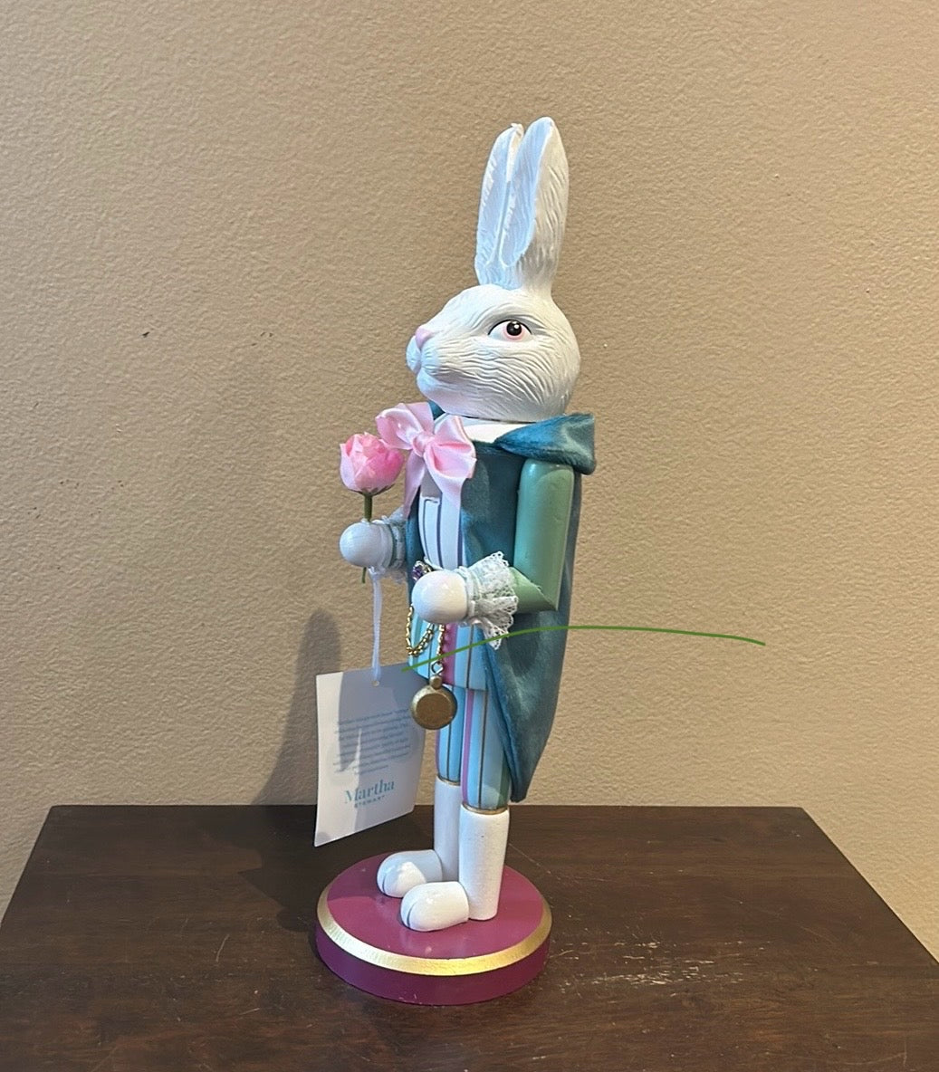 Martha Stewart Easter Bunny Nutcracker New Holding A Flower 14” Tall