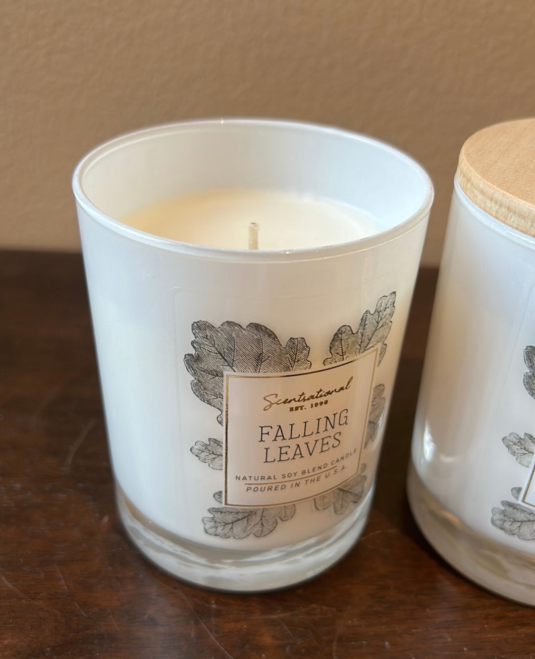 2 Scentsational Falling Leaves Candle Large Glass Jar 11 Oz Soy Wax Blend