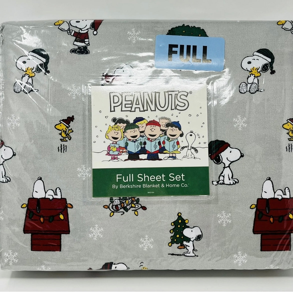 PEANUTS Snoopy Woodstock Christmas FULL SHEETS SET Santa Hat Wreath Lights Tree