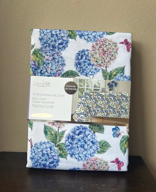 Colordrift Tablecloth Hydrangeas New Butterflies Floral Spring Summer