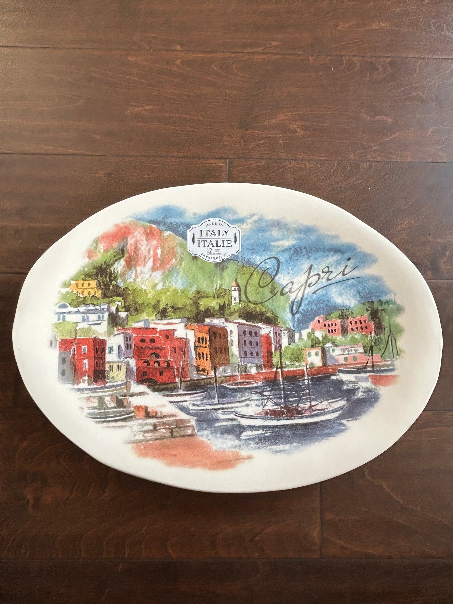 Ceramica Cuore New Platter Oval Made In Italy Sailboats Capri Scene