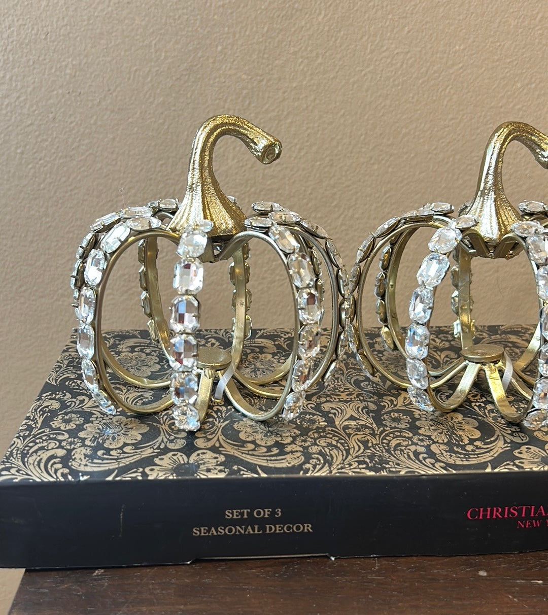 Christian Siriano Set Of 3 Embellished Pumpkins New Rhinestones