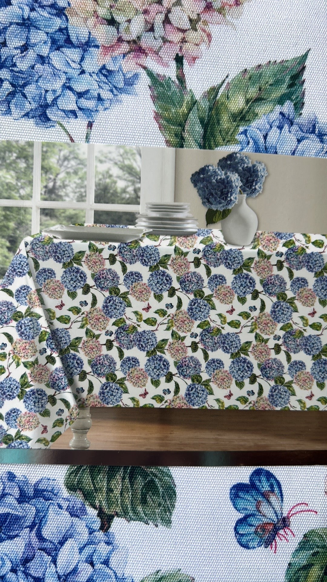 Colordrift Tablecloth Hydrangeas New Butterflies Floral Spring Summer